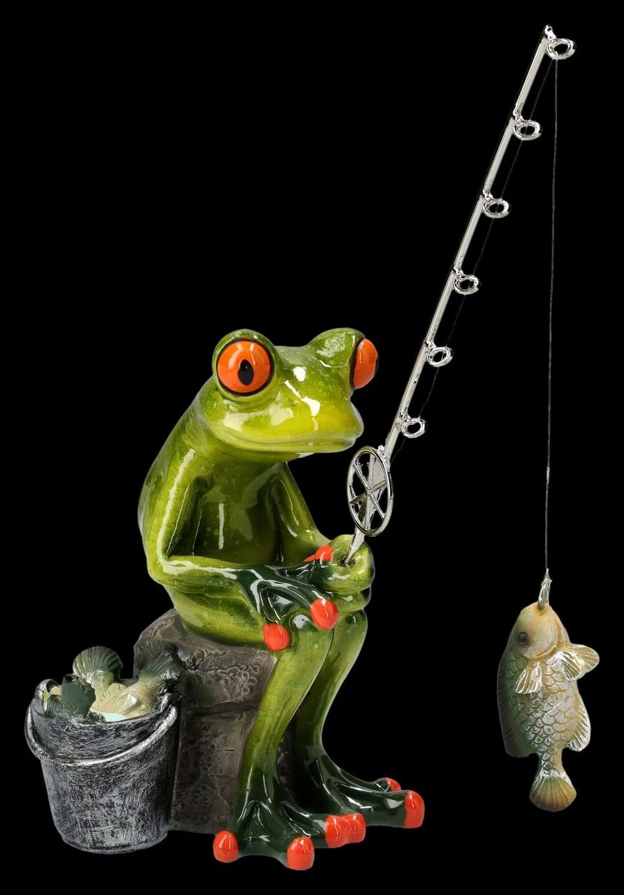 Lustige Frosch Figur Beim Angeln 1 Lustige Frosch Figur Beim Angeln