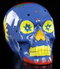 Mexikanischer Totenkopf - Keramik Blau
