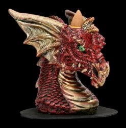Figuren-shop 19 Backflow Räucherhalter - Roter Drachenkopf Klein